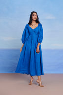 Santorini Linen Front Twist Dress - Sale