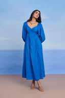 Santorini Linen Front Twist Dress - Sale