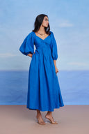 Santorini Linen Front Twist Dress - Sale