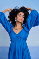 Santorini Linen Front Twist Dress - Sale