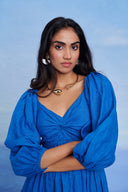Santorini Linen Front Twist Dress - Sale