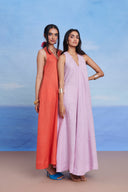 Tangerine Linen Flared Dress - Sale