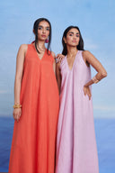 Tangerine Linen Flared Dress - Sale