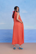 Tangerine Linen Flared Dress - Sale