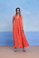 Tangerine Linen Flared Dress - Sale