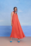 Tangerine Linen Flared Dress - Sale