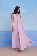 Lilac Linen Flared Dress