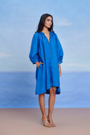 Santorini Linen Lace Panelled Dress - Sale