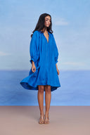 Santorini Linen Lace Panelled Dress - Sale