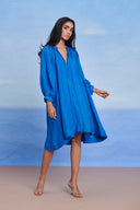 Santorini Linen Lace Panelled Dress - Sale
