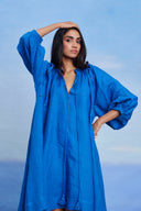 Santorini Linen Lace Panelled Dress - Sale