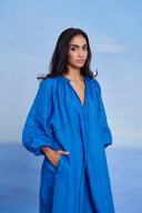 Santorini Linen Lace Panelled Dress - Sale