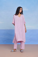 Lilac Linen Dolman Kurta Set