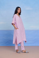 Lilac Linen Dolman Kurta Set