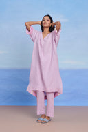 Lilac Linen Dolman Kurta Set - Sale