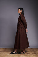 Coffee Co-Linen Flared Skirt