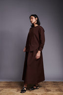 Coffee Co-Linen Flared Skirt Set