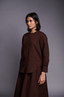 Coffee Co-Linen Flared Skirt Set