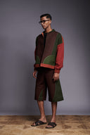 Co-Linen Kantha Men's Panelled Bomber Jacket Set