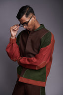Co-Linen Kantha Men's Panelled Bomber Jacket