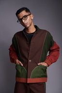 Co-Linen Kantha Men's Panelled Bomber Jacket