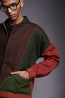 Co-Linen Kantha Men's Panelled Bomber Jacket