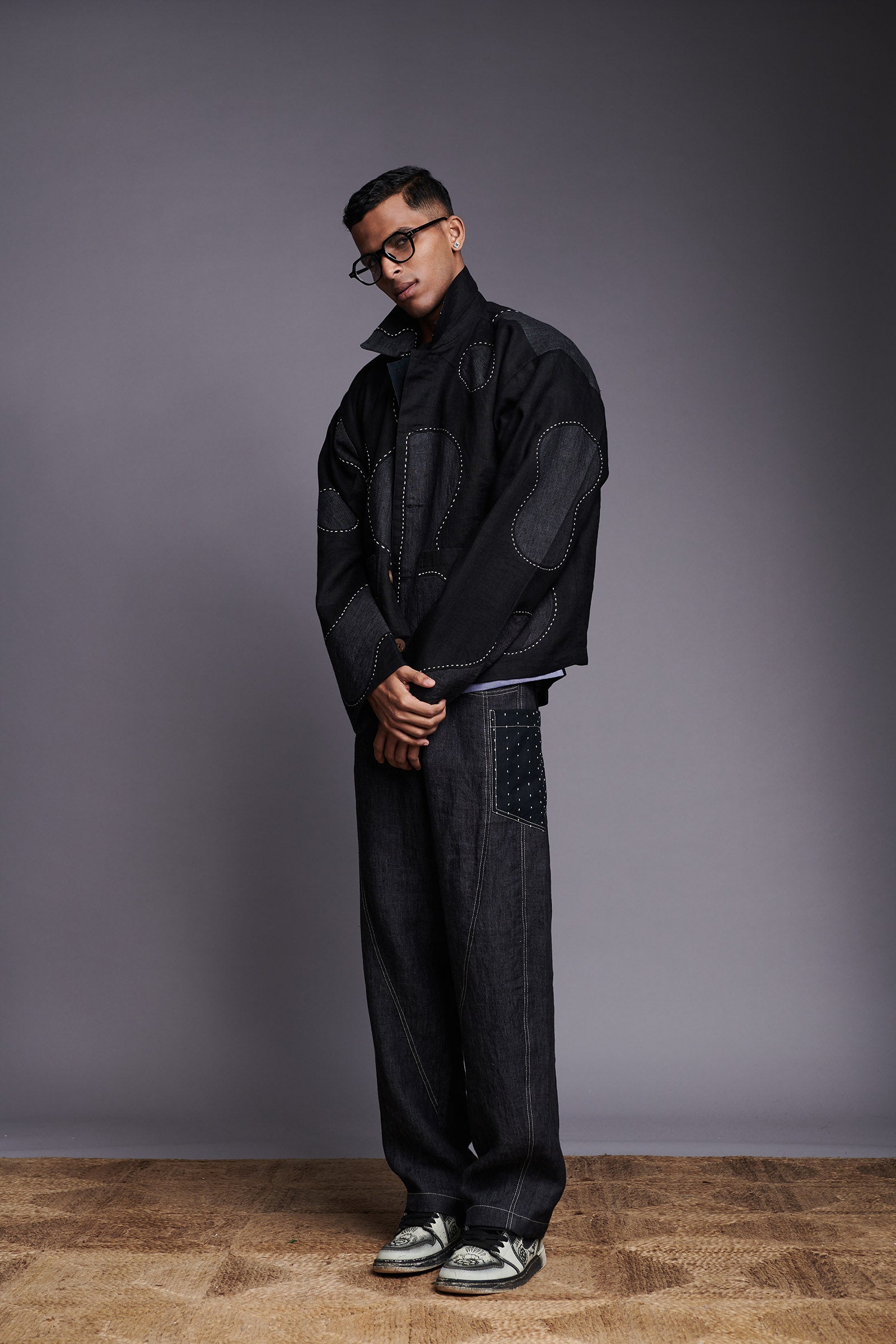 Kohl Linen Kantha Men's Applique Jacket Set – Saphed