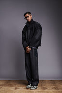 Graphite Linen Kantha Men's Panelled Denim