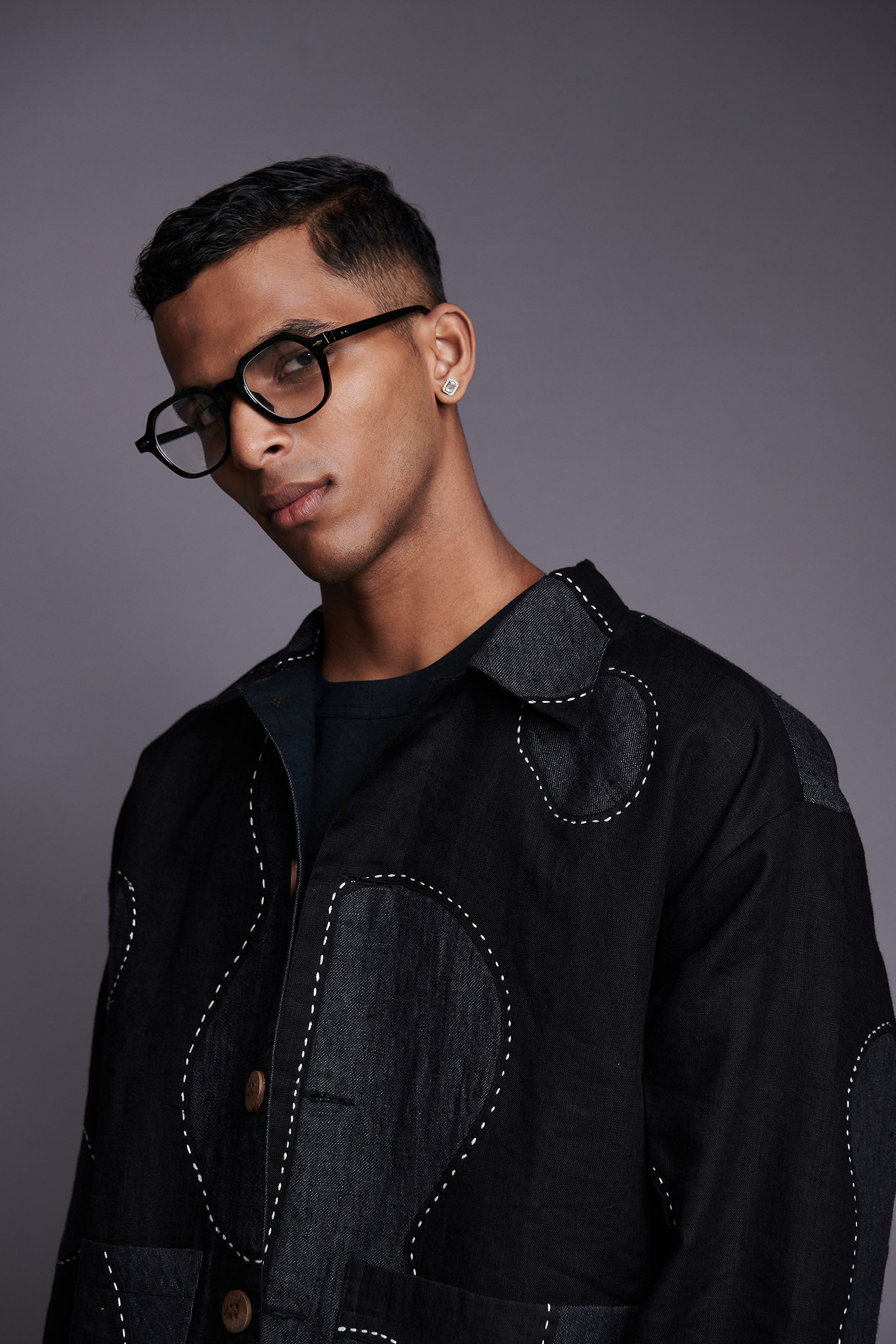 Kohl Linen Kantha Men's Applique Jacket Set – Saphed