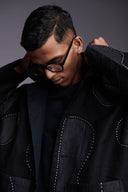 Kohl Linen Kantha Men's Applique Jacket Set