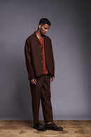 Coffee Co-Linen Men's Relaxed Blazer