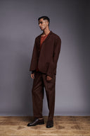 Coffee Co-Linen Men's Relaxed Blazer