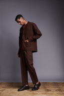 Coffee Co-Linen Men's Relaxed Blazer