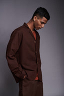 Coffee Co-Linen Men's Relaxed Blazer