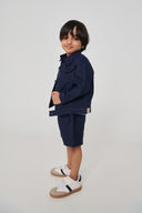 Neel Linen Denim Boys Jacket Set - Sale