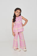 Cassata Linen Girls Lace Peplum Set