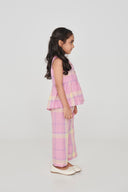Cassata Linen Girls Lace Peplum Set
