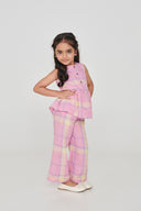 Cassata Linen Girls Lace Peplum Set