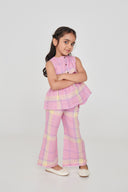 Cassata Linen Girls Lace Peplum Set