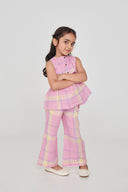 Cassata Linen Girls Lace Peplum Set - Sale