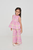 Cassata Linen Girls Lace Peplum Set