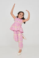Cassata Linen Girls Lace Peplum Set
