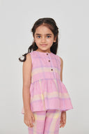 Cassata Linen Girls Lace Peplum Set