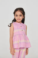 Cassata Linen Girls Lace Peplum Set - Sale