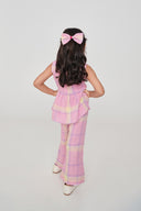 Cassata Linen Girls Lace Peplum Set