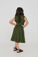 Safari Girls Band Collar Top And Gathered Skirt Set
