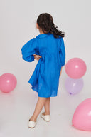 Santorini Linen Girls Peter Pan Collar Dress