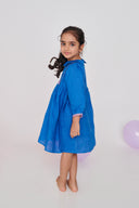 Santorini Linen Girls Peter Pan Collar Dress
