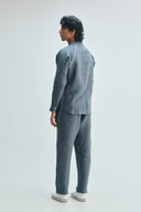 Slate Linen Embroidered Men's Raglan Shirt Set