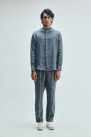 Slate Linen Embroidered Men's Raglan Shirt Set